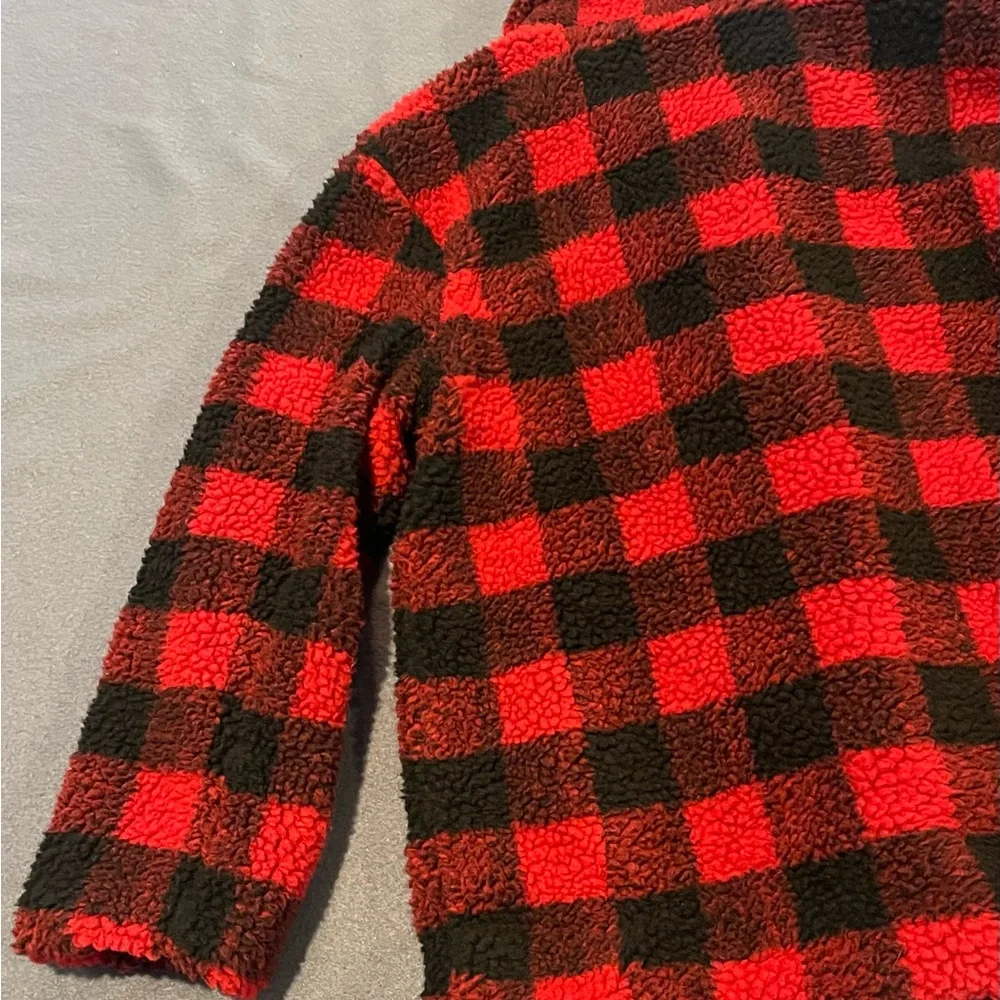 Gap kids sherpa plaid coat girls size‎ XL NWT red/black